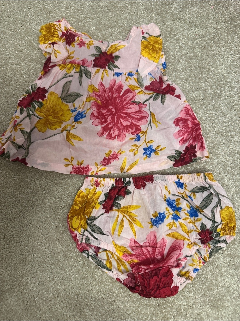 Old Navy Pink Floral Ruffle Baby Matching Set